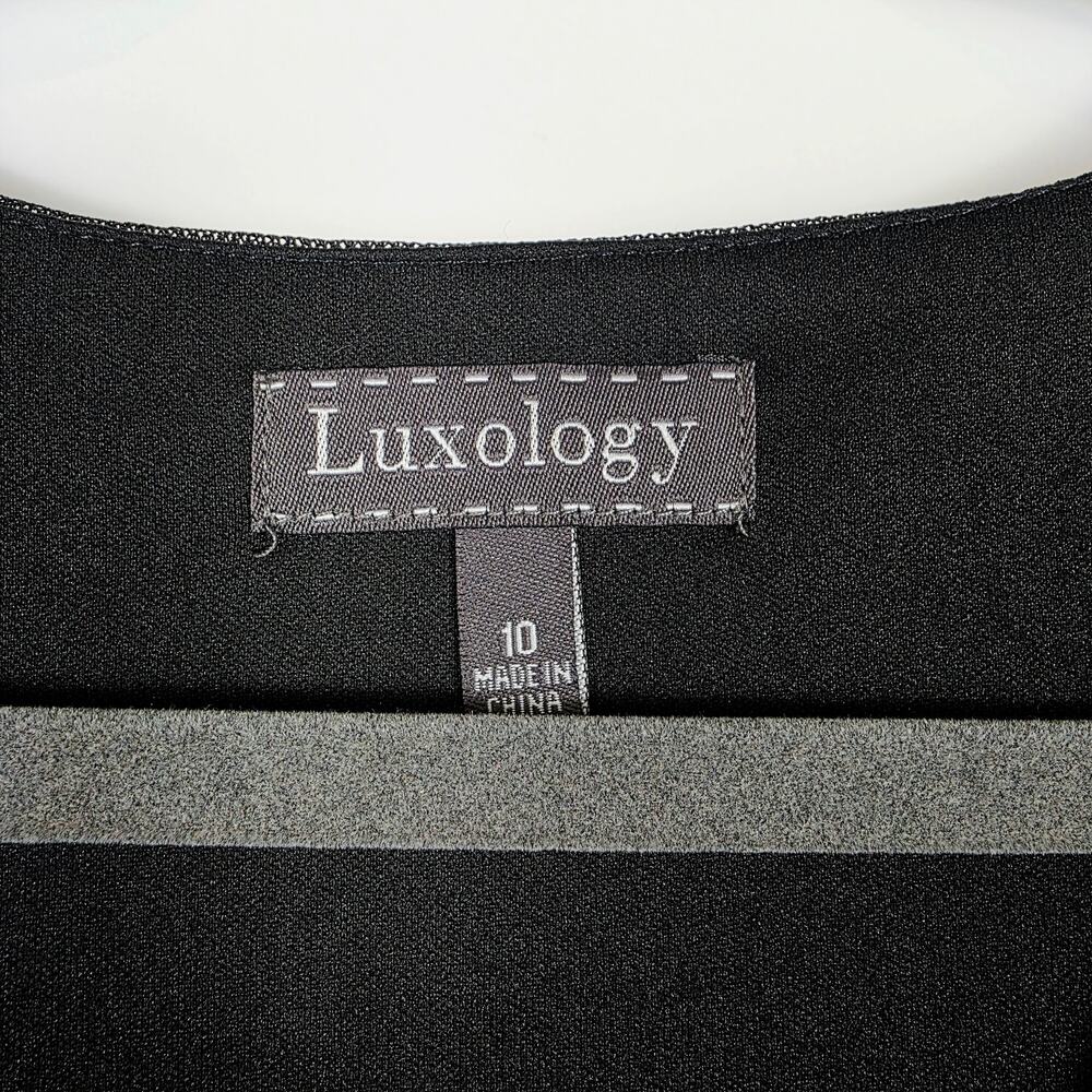 Luxology Mesh Midi Dress Size 10 Black Fall Floral Embroidered Boho Cottagecore - Picture 9 of 13